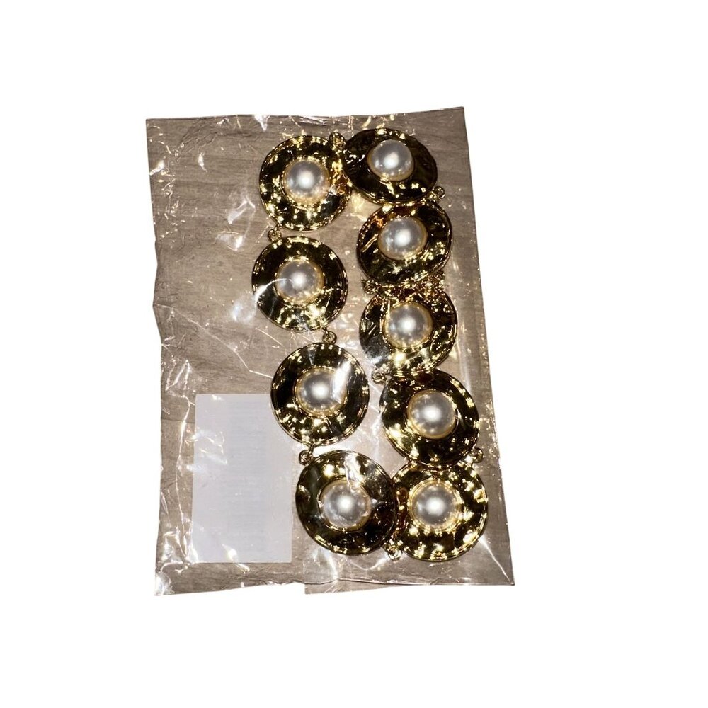 NWT Frasier Sterling Athens Necklace Chocker Gold Plated Faux Pearls